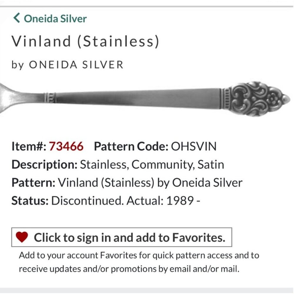 Oneida Silver community Vinland Stainless Steel Serving Fork